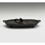 A 20th century cast bronze sculpture of a mouse eating a sheaf of corn in a basket. Width 17.5cm.