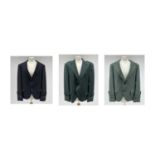 Three Scottish Argyll jackets, one lovatt, one bottle and one dark gray, all with with hall buttons,