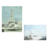 Attributed to Samuel Owen Marine Watercolour Together with a watercolour of a lighthouse by George H