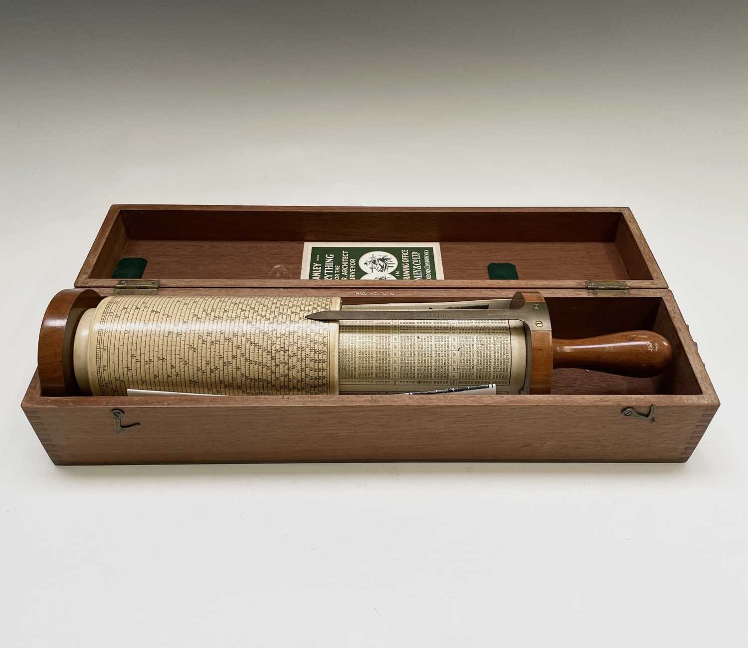 A Stanley Fuller cylindrical calculator, with mahogany and brass fittings, in original case with - Image 13 of 17