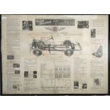 A Standard Motor Co maintenance wall chart for Flying Standard Nine & Ten 1938, framed and glazed,