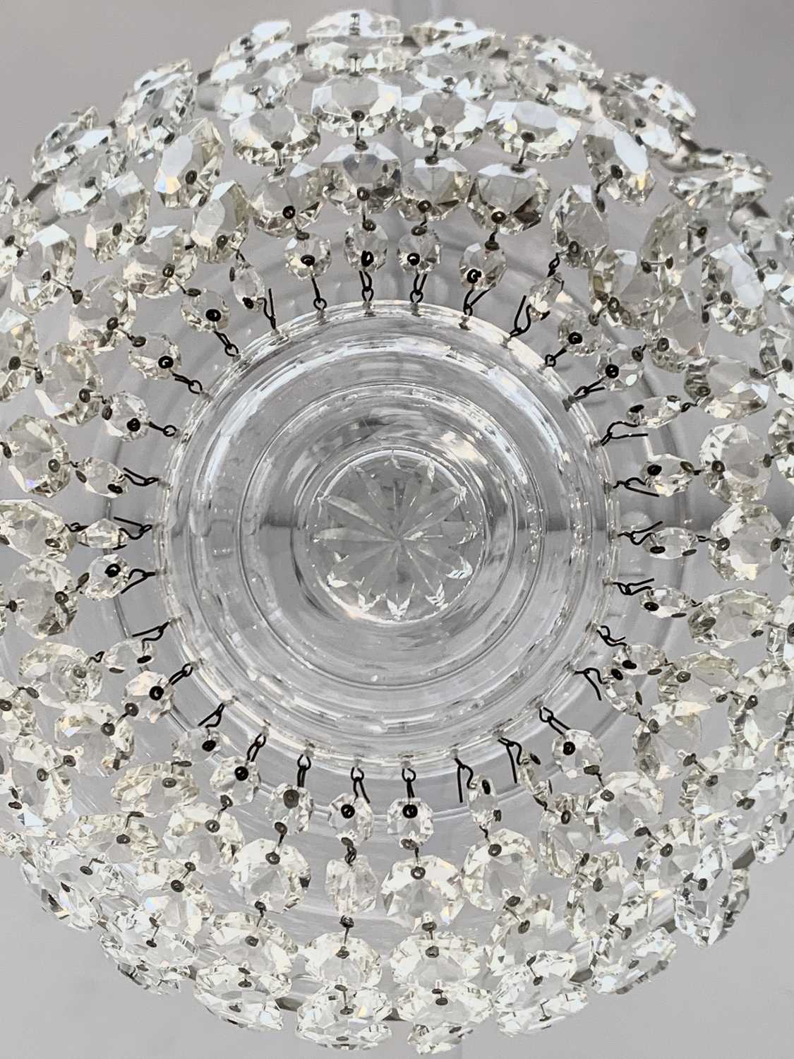 A cut glass electrolier, 20th century, with domed circular top and pendant bag drops, diameter - Image 5 of 8