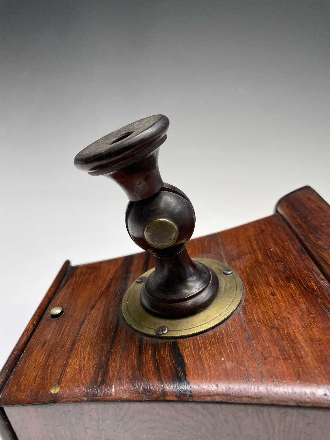 A Victorian Brewster pattern rosewood stereoscopic viewer, with attachment for fitting to a stand, - Image 4 of 4