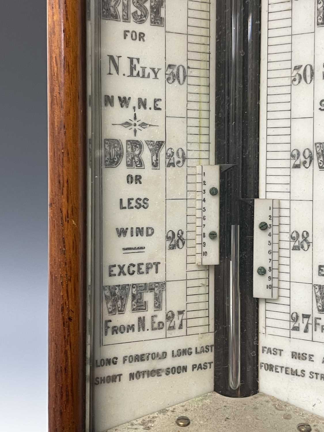 A Victorian walnut stick barometer, by J Hicks, London, with ivory scales, twin vernier indicators - Image 18 of 25
