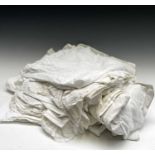 A quantity of cotton and linen pillowcases, some highly decorative, mostly pairs, in one box.