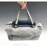 Fendi. To You Suede Mini Duffel Mirrored Handbag with dual handles, ruching and gunmetal hardware