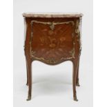 A French Louis XV style kingwood and marquetry small two drawer commode, circa 1900, with ormolu