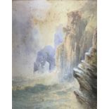John Clarkson Uren (1845-1932) The arch in the cliffs, signed watercolour, 40X31cm.