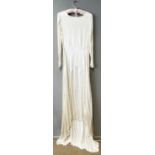 A 1920s ivory silk satin wedding dress, approximate size 6-8.