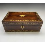 An early Victorian rosewood and cut brass inlaid writing box, with nicely fitted interior with