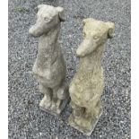 A pair of Churchstone (limestone, sandstone and granite) garden figures of greyhounds, modern,