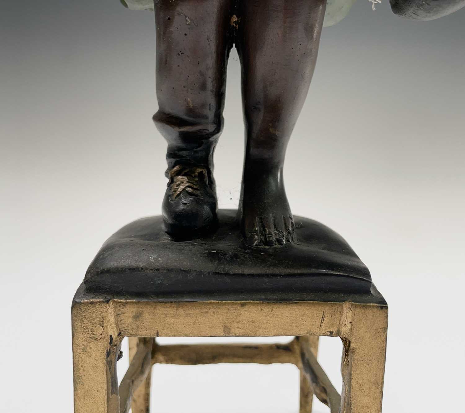After Juan Clena, a painted bronze sculpture of a girl standing on a stool. Height 37cm. - Image 3 of 9