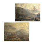 Two framed early 20th century oil on board paintings by the same hand, each of moorland and each