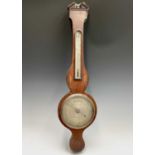 A 19th century mahogany and inlaid wheel barometer, by Bates & Son, Kettering, with silvered dial,