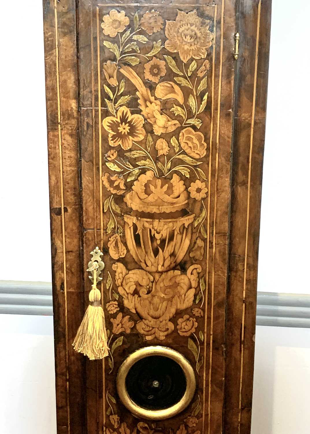 A walnut marquetry longcase clock, the early 18th century eight day movement signed 'Nat(haniel) - Image 8 of 25