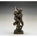 After Vincenzo De Rossi, a bronze sculpture of two wrestlers, 'Hercules and Diomedes', bearing