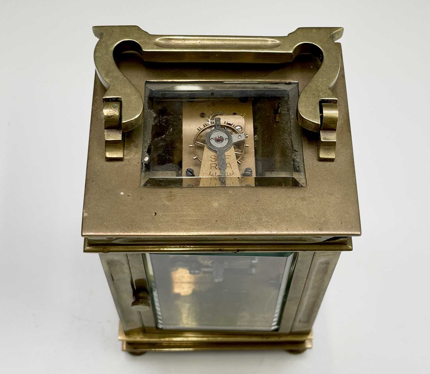 A French brass cased carriage clock, early 20th century, on turned feet, height 12.5cm. - Image 4 of 8