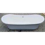 A double ended cast iron enamel bath, modern, length 181cm.