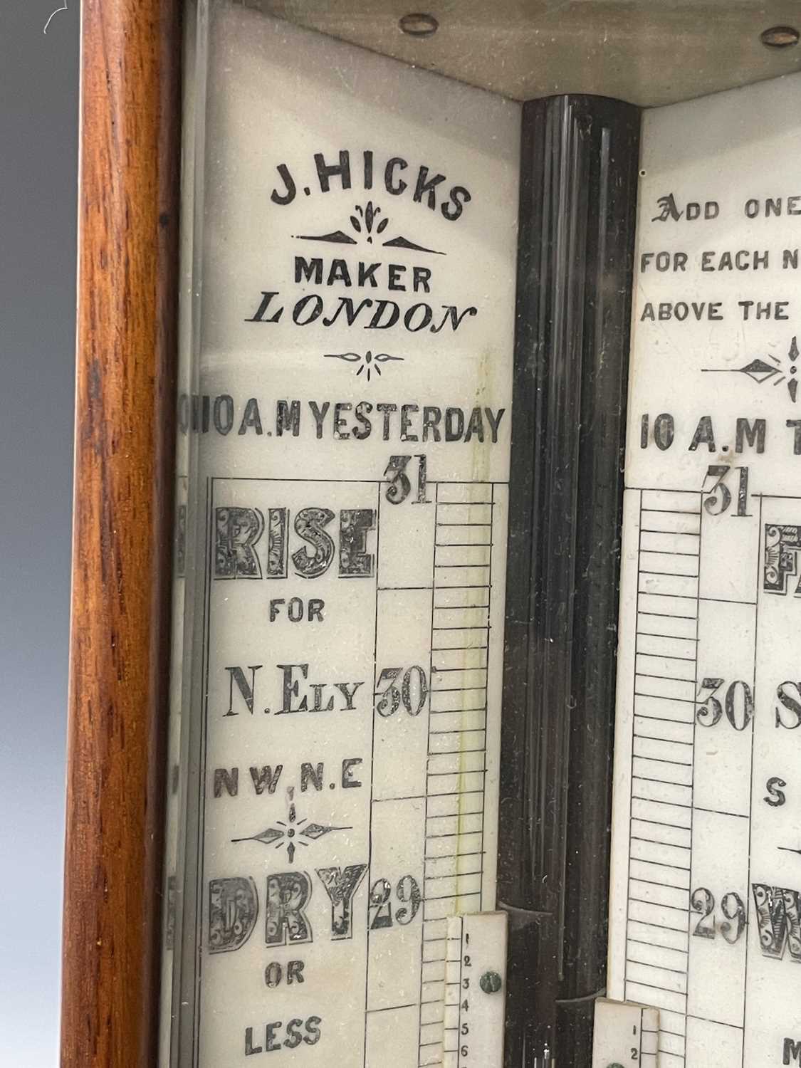 A Victorian walnut stick barometer, by J Hicks, London, with ivory scales, twin vernier indicators - Image 20 of 25