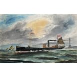 W.E.D. (20th Century British School, Pier Head Artist) Ships Portrait, Coastal Steam Vessel BFK75Oil