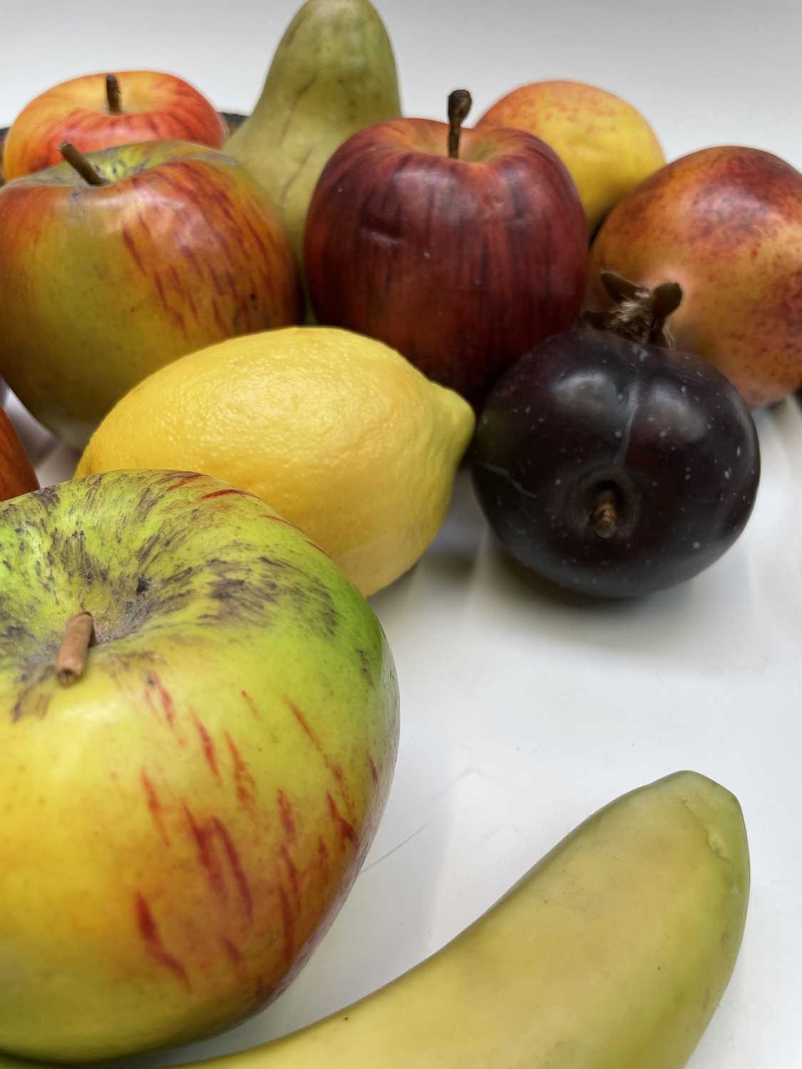 A collection of assorted wax fruit, including apples, bananas, lemons and pears, together with an - Image 8 of 11