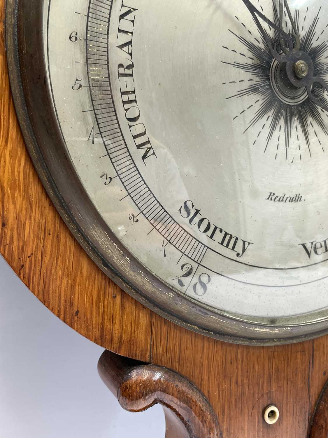 A Victorian rosewood wheel barometer, the silvered dial signed Beringer and Schwerer, Redruth, - Image 6 of 9