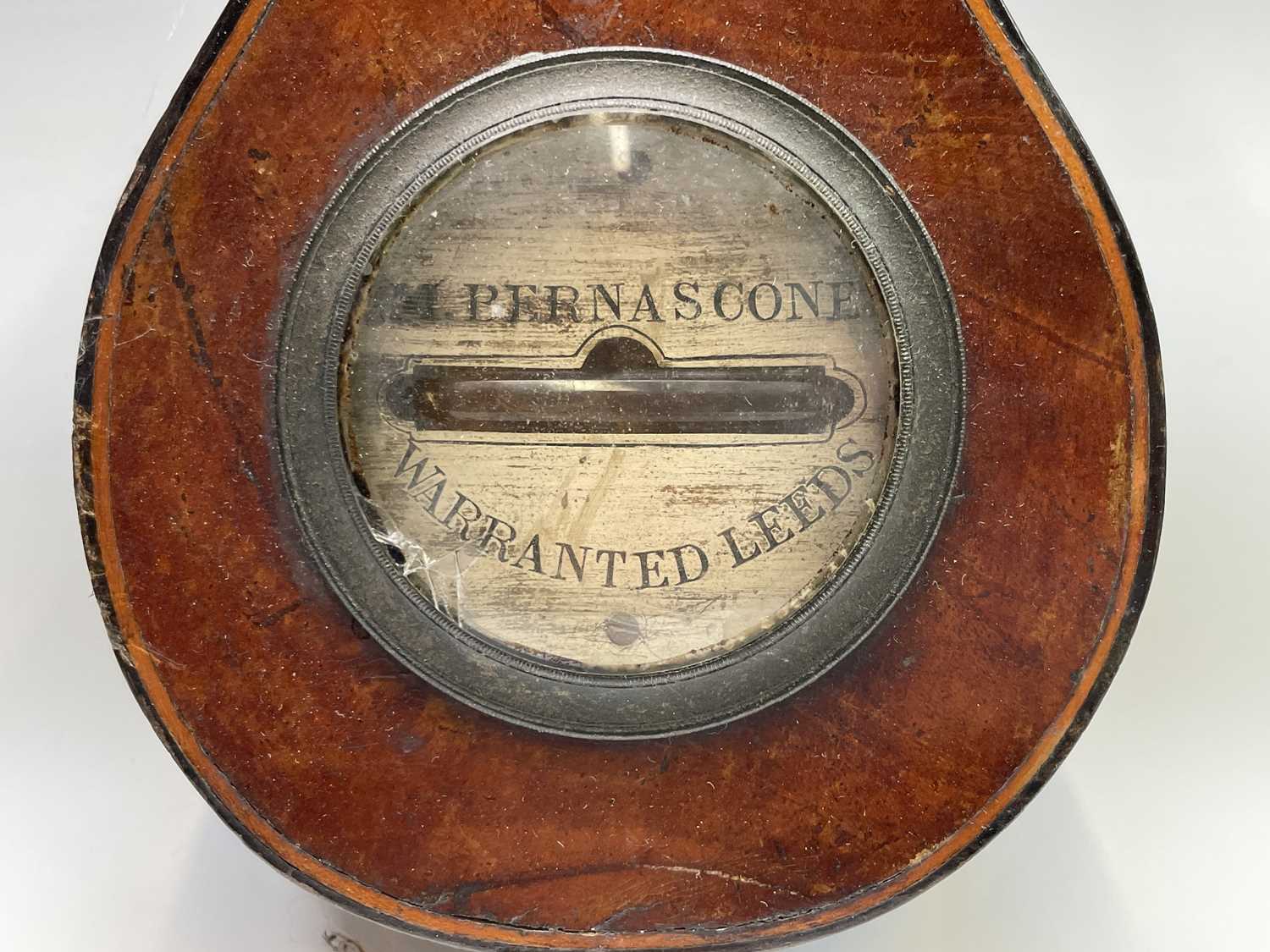 A George III mahogany wheel barometer, signed Alberna Scone Warrented Leeds. Height 96cm. - Image 8 of 9