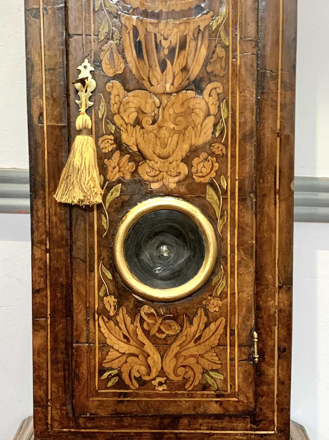 A walnut marquetry longcase clock, the early 18th century eight day movement signed 'Nat(haniel) - Image 17 of 25