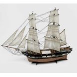 A mid 20th century fully rigged model of the brig 'Cleopatra', on stand, built by the late Mr.