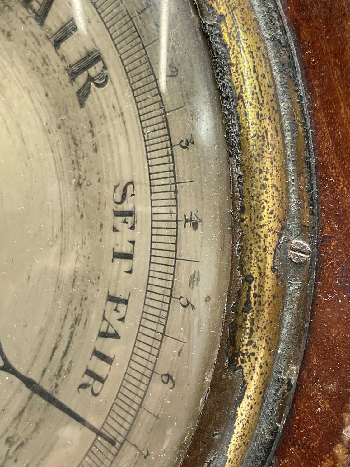 A George III mahogany wheel barometer, signed Alberna Scone Warrented Leeds. Height 96cm. - Image 2 of 9