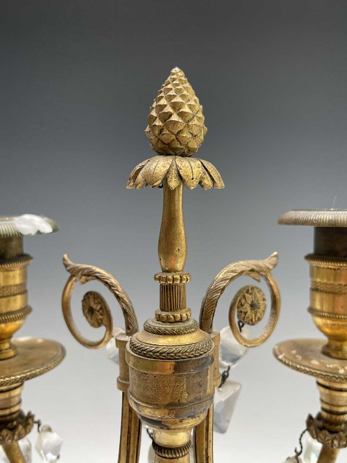 A pair of French bronze and gilt bronze candelabra, 19th century, each with a trumpeting satyr - Image 11 of 14