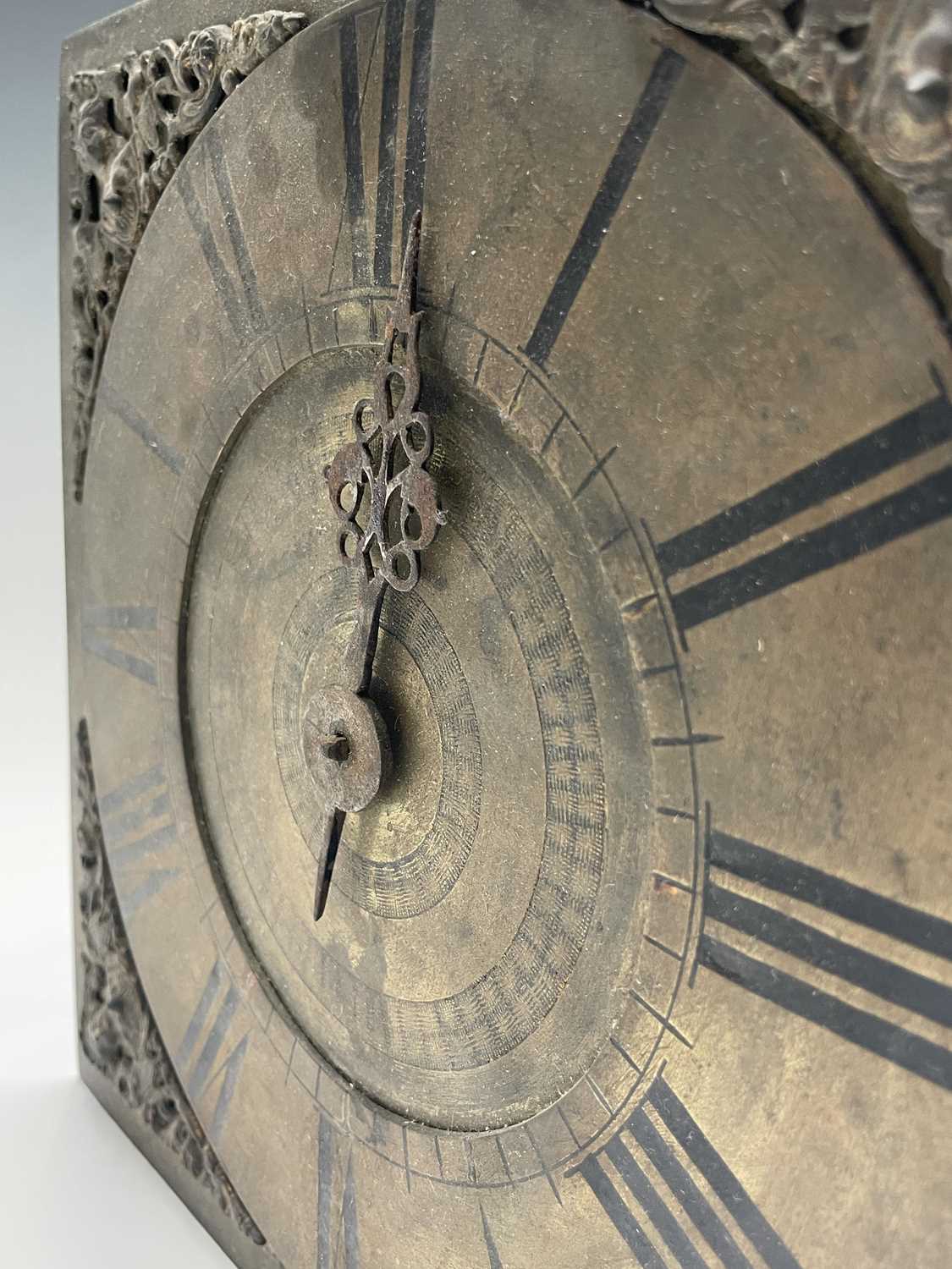 An early 18th century brass thirty-hour wall clock movement, the 9" (23cm) square dial unsigned - Image 5 of 9