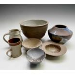 Studio pottery, to include a Clive Blackmore Rinsey pottery bowl, diameter 25cm, three other