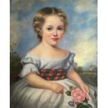P CURTIS (20th Century British School)Portrait of a Young GirlOil on canvasSigned 58.5 x 47.5cm