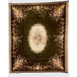 A heavy and thick red floral quilt together with a machine made tapestry style panel.The quilt