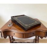 A Victorian coromandel wood and brass inlaid writing slope, with fitted interior including two