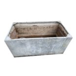 A large galvanised water tank garden planter of rectangular form. Height 61cm, width 122cm , depth