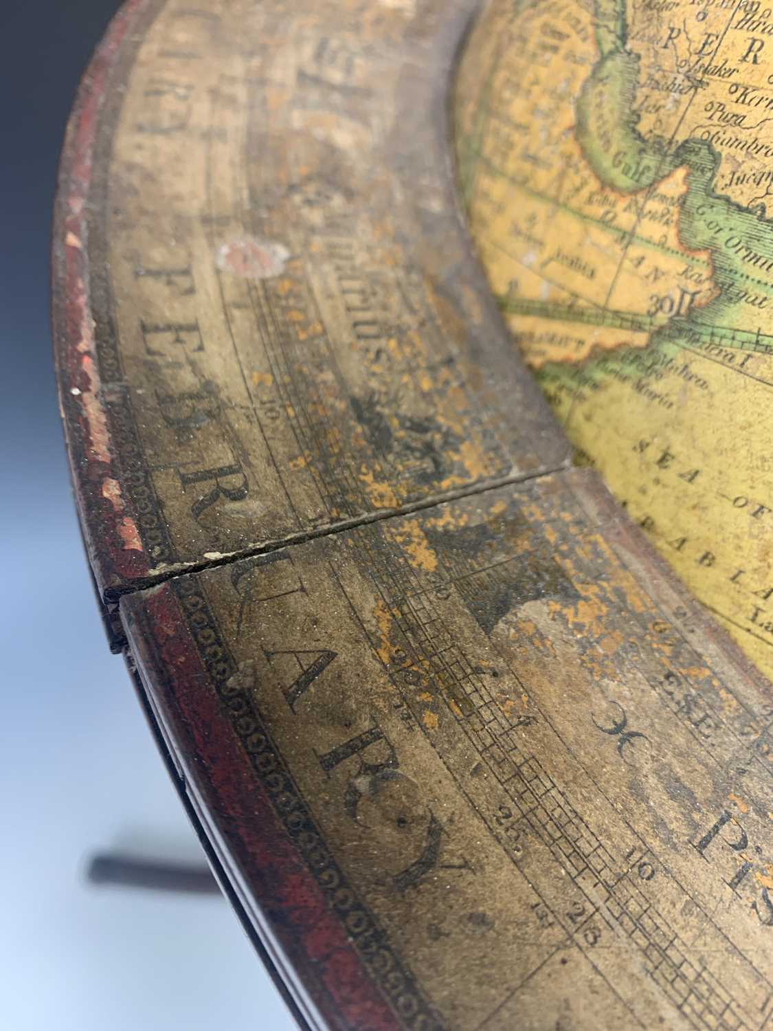 A Newton's New and Improved Terrestrial 12 inch globe, published 1816, with brass meridian circle - Image 11 of 18