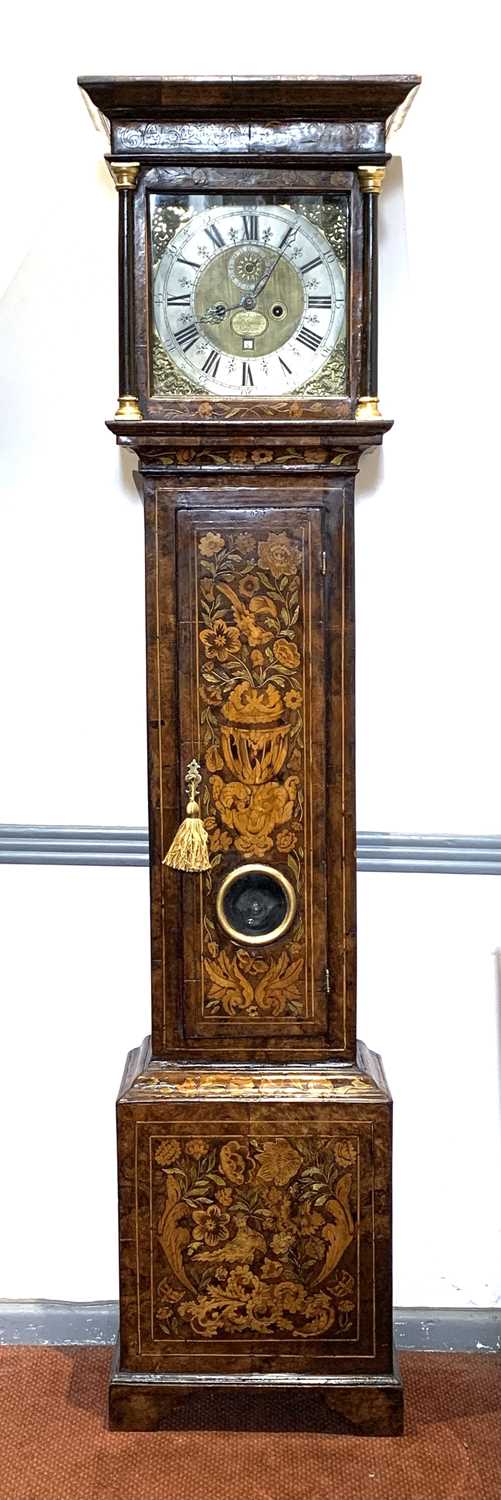 A walnut marquetry longcase clock, the early 18th century eight day movement signed 'Nat(haniel) - Image 2 of 25