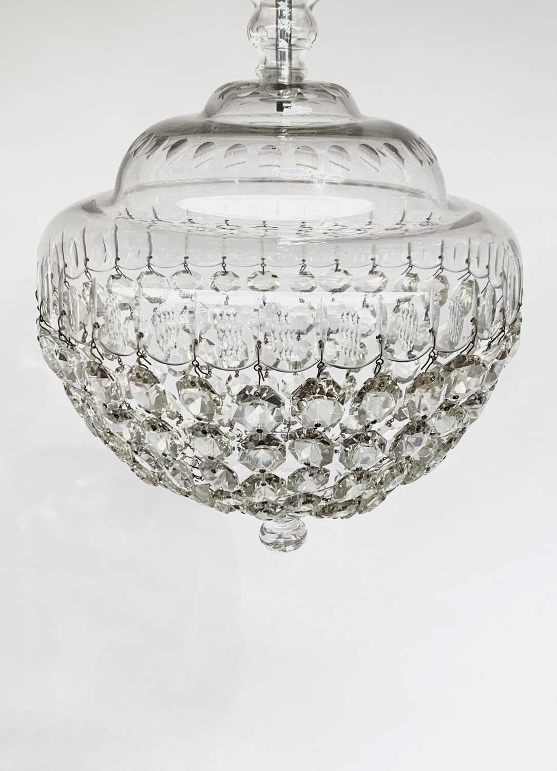 A cut glass electrolier, 20th century, with domed circular top and pendant bag drops, diameter - Image 3 of 8