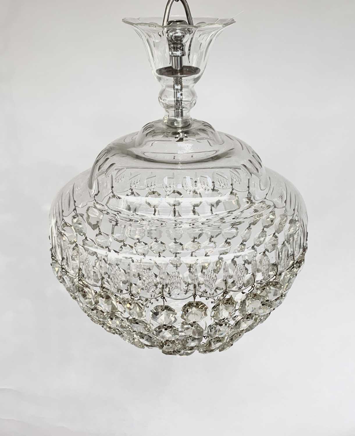 A cut glass electrolier, 20th century, with domed circular top and pendant bag drops, diameter - Image 2 of 8