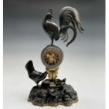 An impressive Japanese gilt bronze eight-day mantel clock, Meiji period, the 10cm dial with Japanese