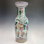 A large Chinese Canton vase, 19th century, decorated with flowering branches, the panels with