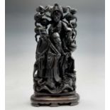 A Chinese carved wood group of four of the eight immortals, 19th century, height 45cm, width 22cm,