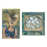 Jane FURNESS (1931) (Two works) Girl with Bird Monoprint Initialled and dated '84 Further signed and