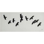 Darren REES (1961) Choughs Country Life Ink Initialled Inscribed to verso 10cm x 21cm Darren Rees