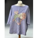 PONKLE (1934-2012) Two cat embroidered linen t-shirts One shirt is inscribed 'Stolen from Ponckle