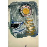 Terry FROST (1915-2003) Ochre Sun Rhythm Monoprint Signed Further signed, inscribed and dated '96 to
