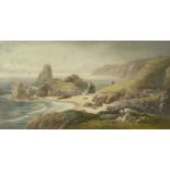 Thomas HART (1830-1916) Kynance Cove from the Yellow Carn Watercolour Signed 31x60cm