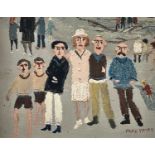Fred YATES (1922-2008) Family Group Oil on board Signed 18 x 23cmCondition report: This comes from a